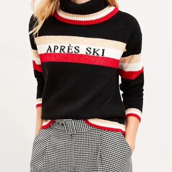 Lou & Grey Après Ski Black Turtleneck Sweater Size Large - Picture 2 of 11